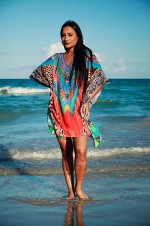 105 orange feathers tunic