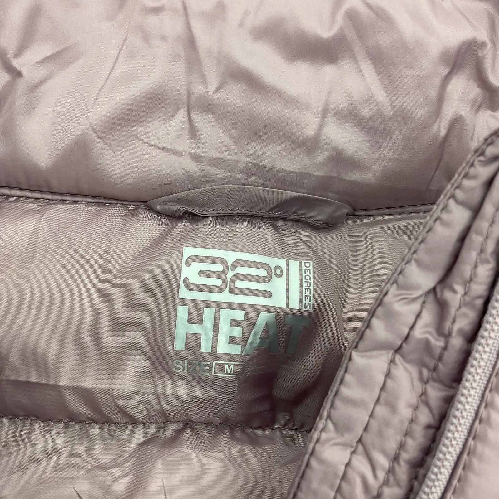 32 Degree Heat Women's Medium Full Zip Winter Pink Nylon Quilted Vest