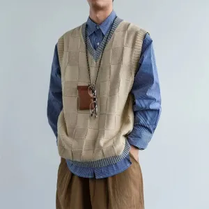 Aidase V Neck Waistcoat Autumnr and Winter Sweater Man Loose Fit Knit Vests for Men Casual Sleeveless Streetwear Top Elegant Cheap Open