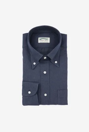 Button Down Sport Shirt Brushed Cotton Navy