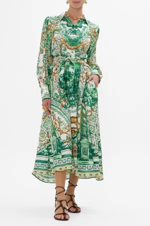 Camilla - Corridor Of Calm Waist Tie Shirt Dress