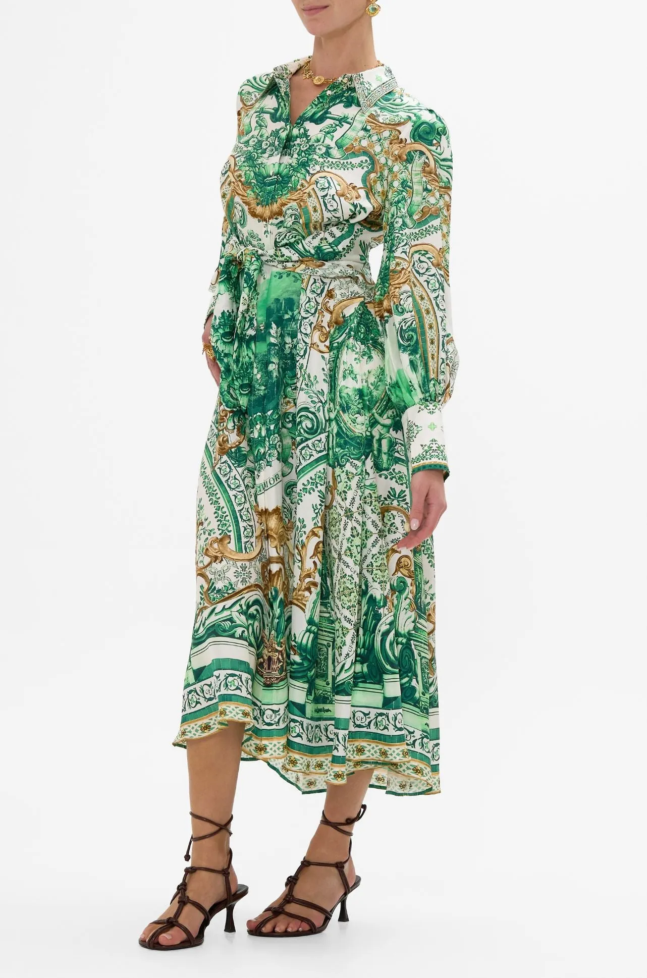 Camilla - Corridor Of Calm Waist Tie Shirt Dress