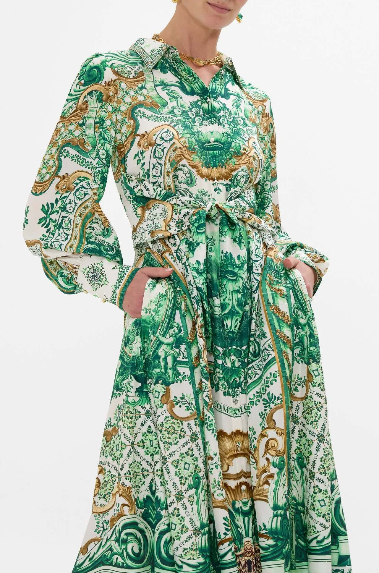 Camilla - Corridor Of Calm Waist Tie Shirt Dress