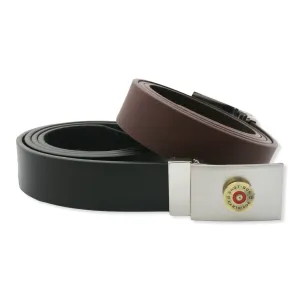 Cartridge Head Leather Belt & Buckle Black or Brown Gift Pouched