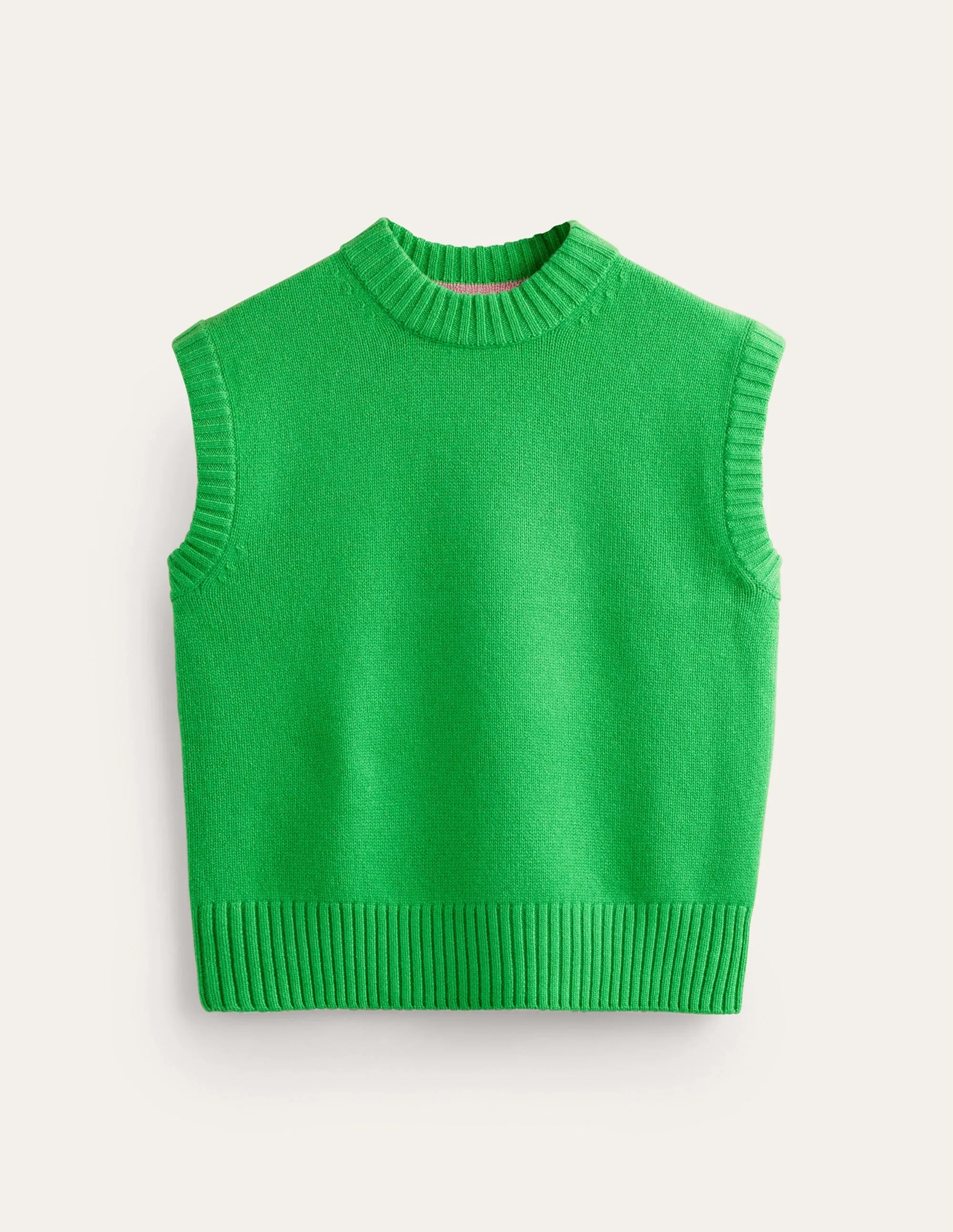 Chunky Cashmere Crew Neck Tank-Pigment Green