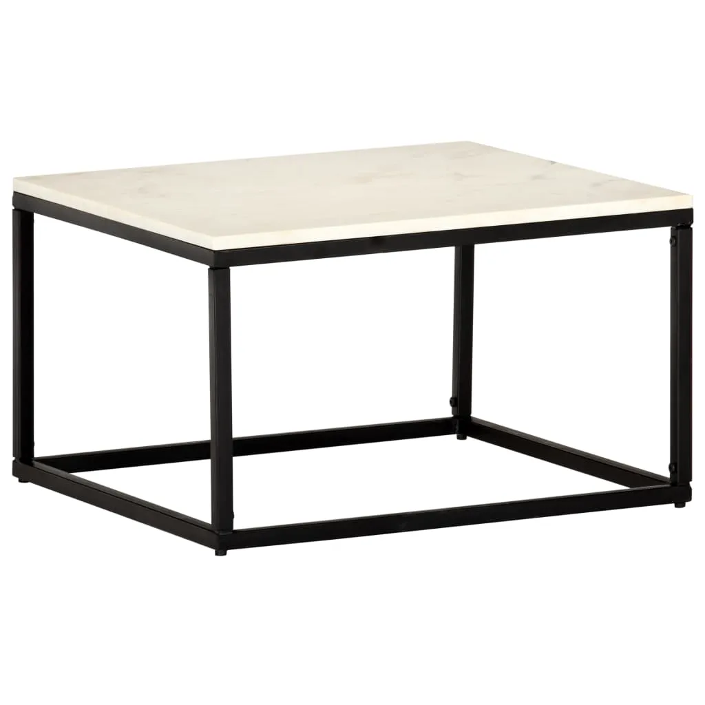 Coffee Table White 60x60x35 cm Real Stone with Marble Texture