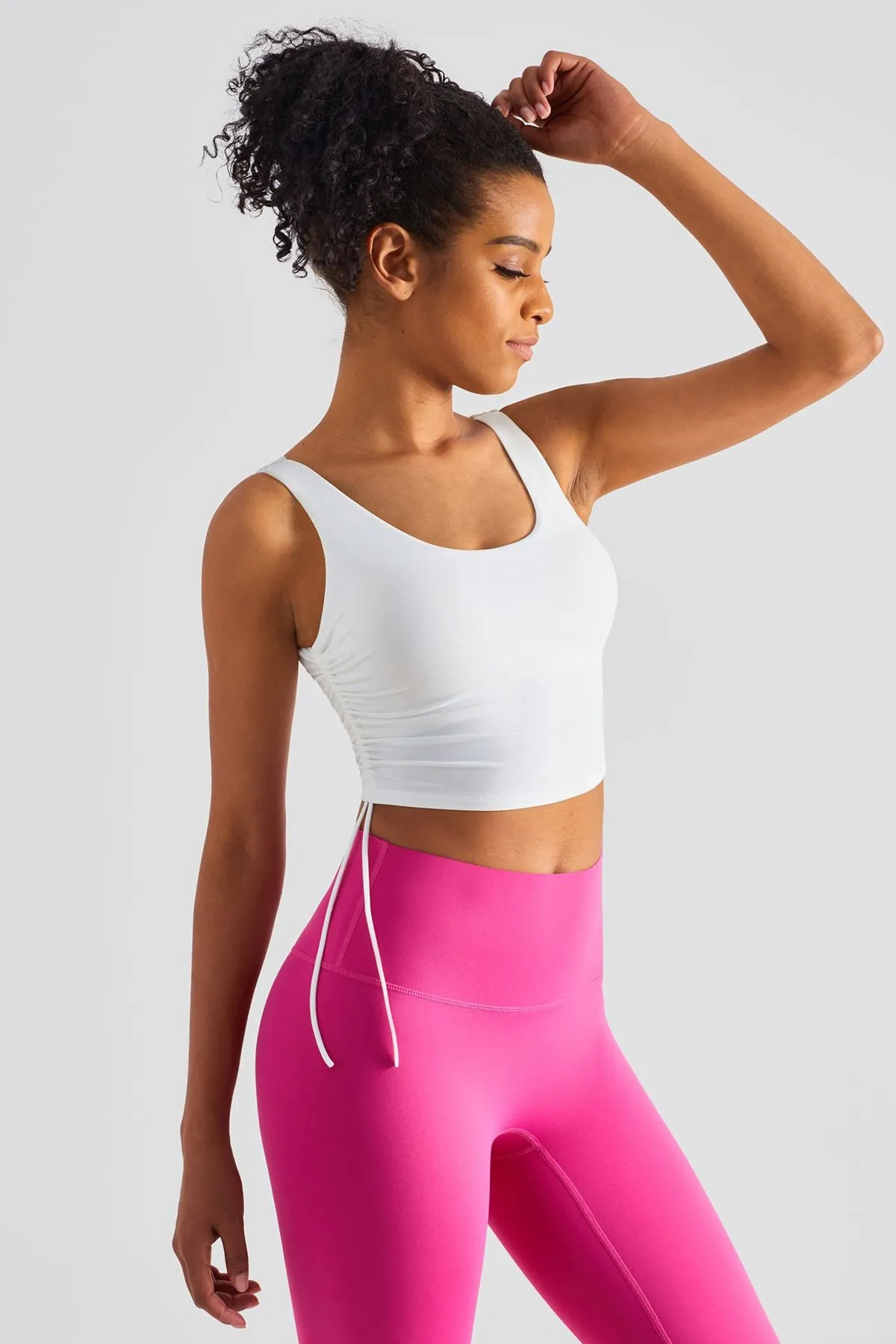 Cropped Tank Tops with Side Drawstring