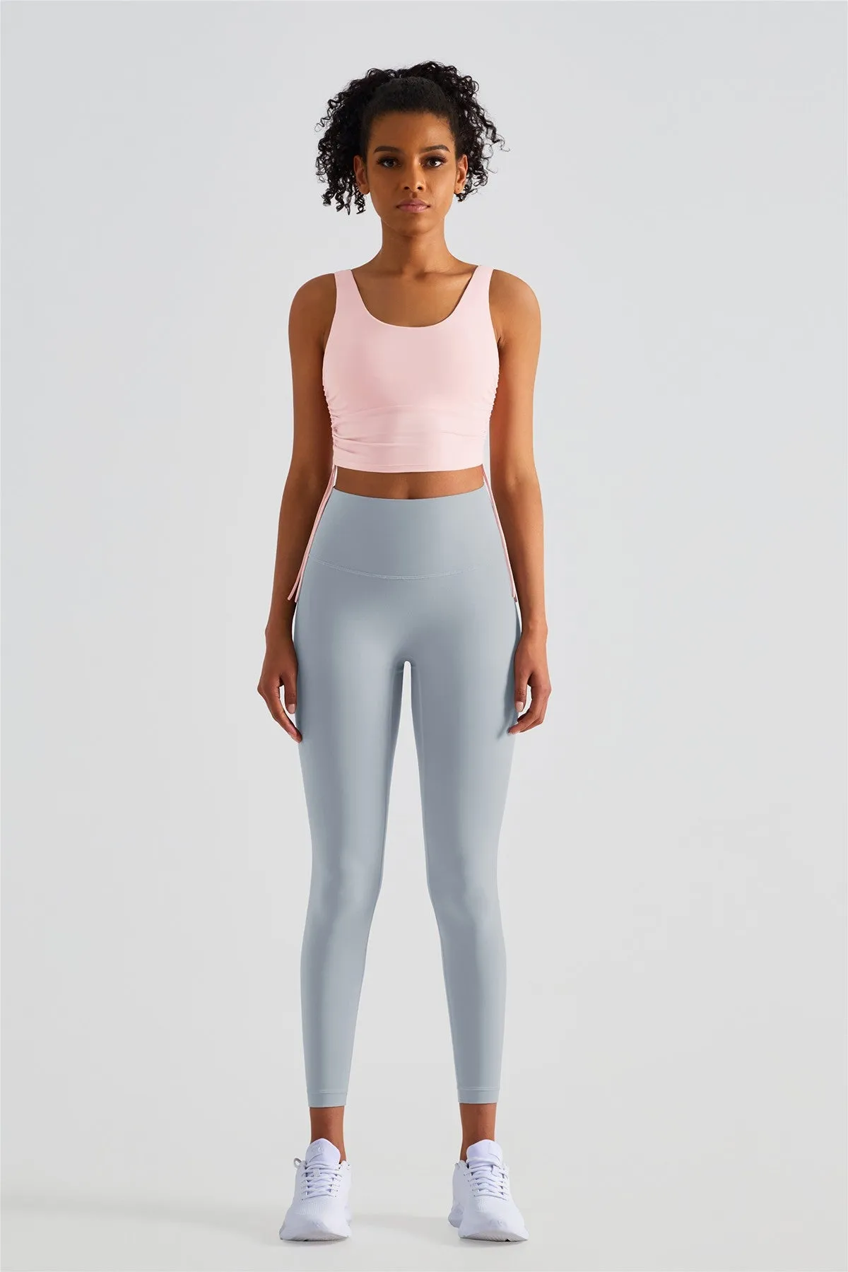 Cropped Tank Tops with Side Drawstring