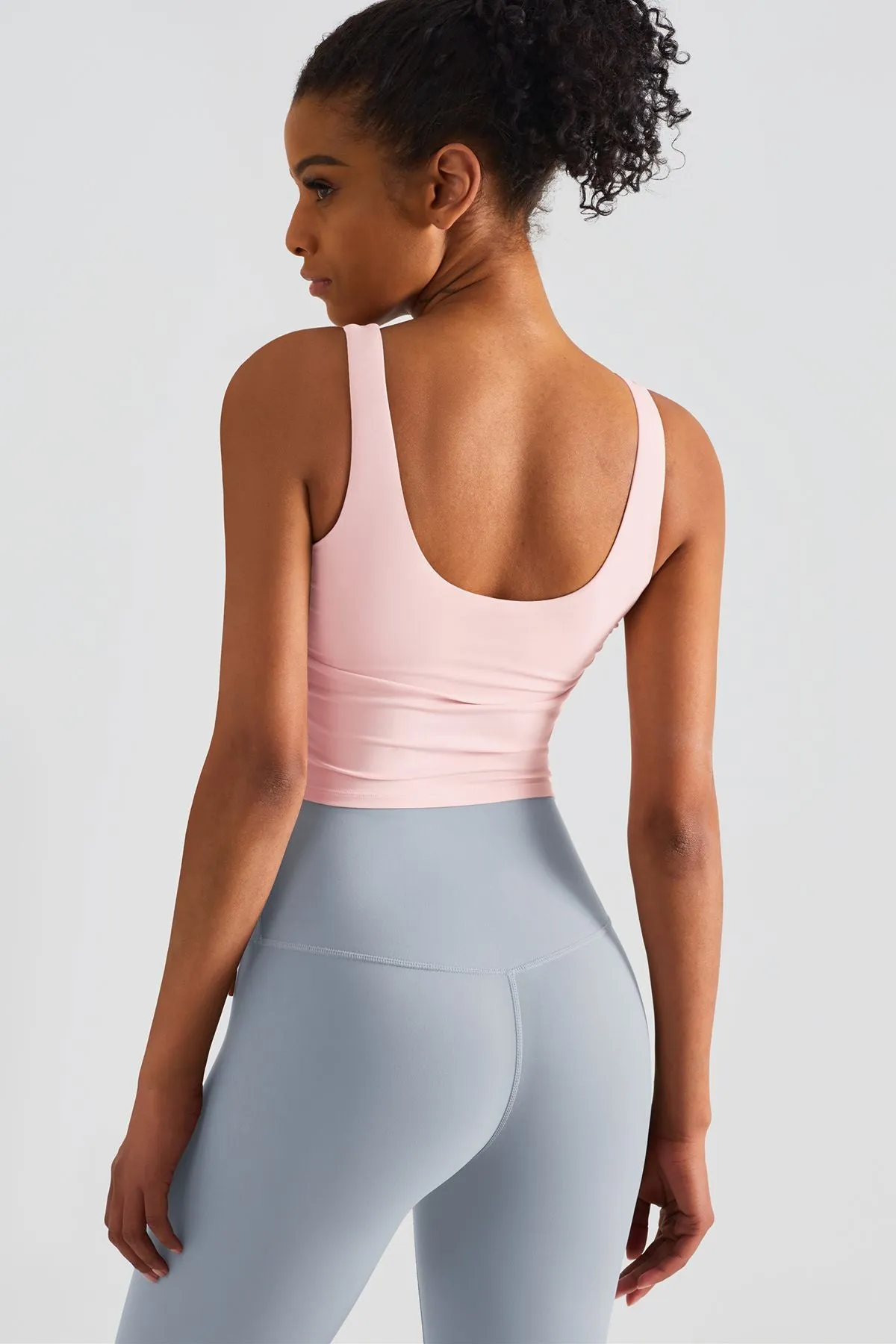 Cropped Tank Tops with Side Drawstring
