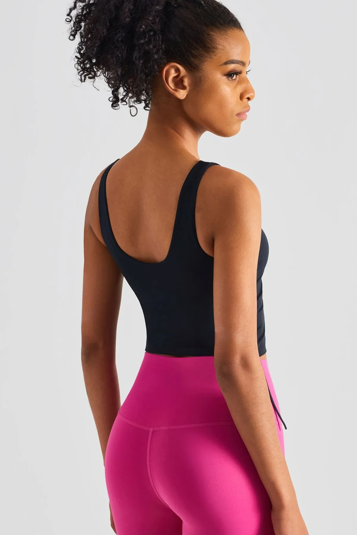Cropped Tank Tops with Side Drawstring