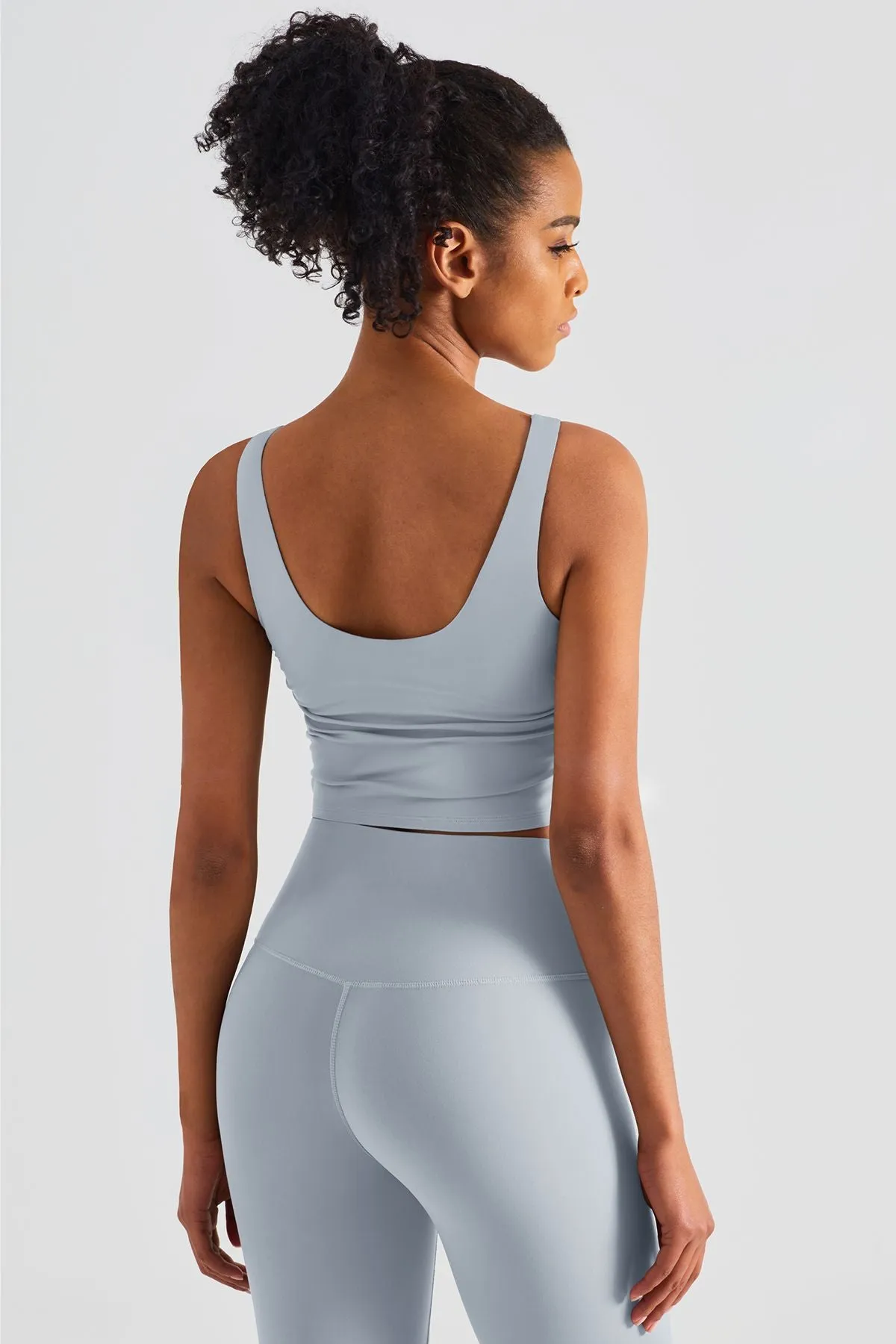 Cropped Tank Tops with Side Drawstring