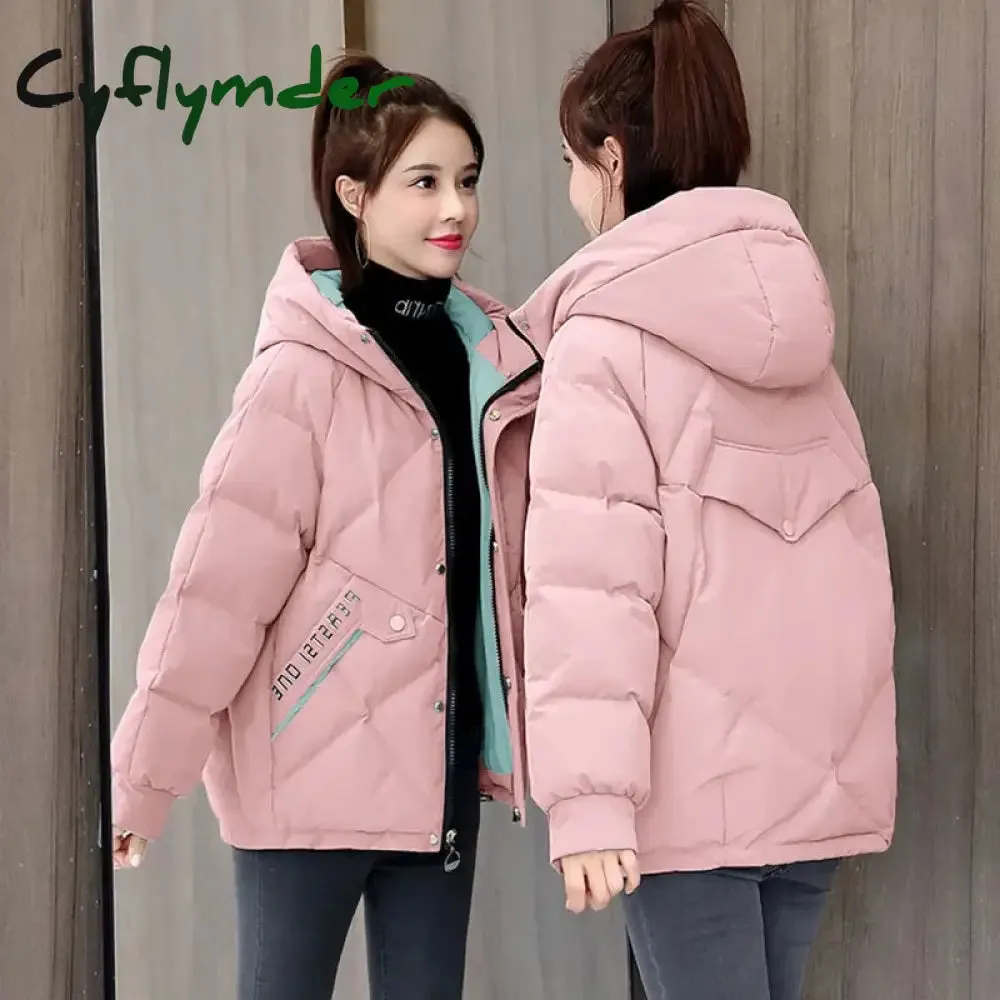 Cyflymder New Autumn Winter Jacket Women Parkas Hooded Thick Down Cotton Padded Female Jacket Short Winter Coat Women Outwear