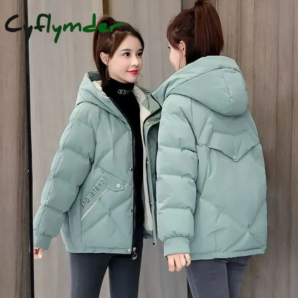 Cyflymder New Autumn Winter Jacket Women Parkas Hooded Thick Down Cotton Padded Female Jacket Short Winter Coat Women Outwear
