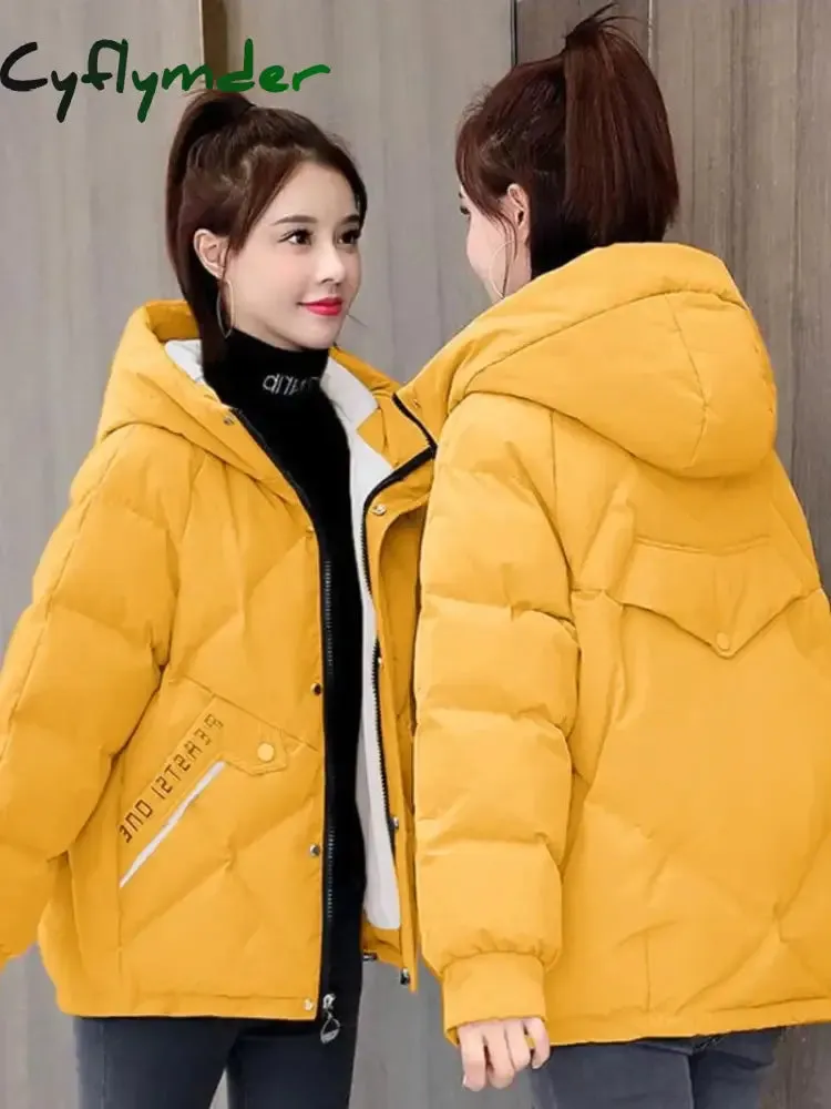 Cyflymder New Autumn Winter Jacket Women Parkas Hooded Thick Down Cotton Padded Female Jacket Short Winter Coat Women Outwear