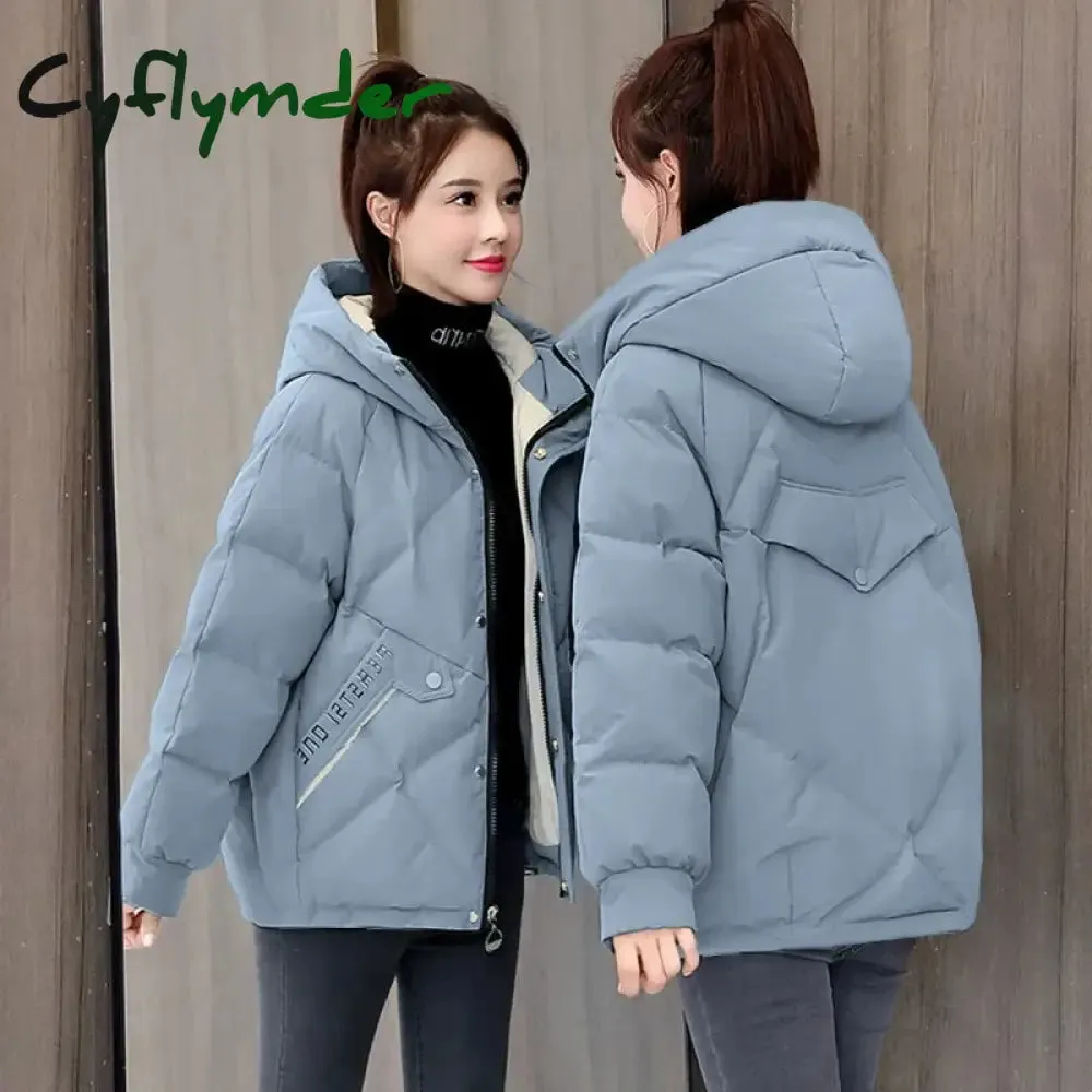 Cyflymder New Autumn Winter Jacket Women Parkas Hooded Thick Down Cotton Padded Female Jacket Short Winter Coat Women Outwear