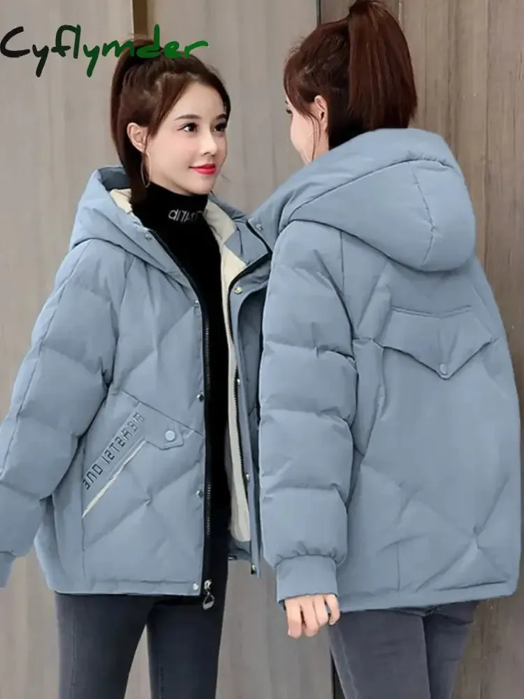 Cyflymder New Autumn Winter Jacket Women Parkas Hooded Thick Down Cotton Padded Female Jacket Short Winter Coat Women Outwear