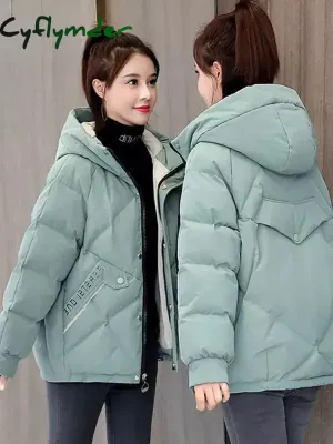 Cyflymder New Autumn Winter Jacket Women Parkas Hooded Thick Down Cotton Padded Female Jacket Short Winter Coat Women Outwear