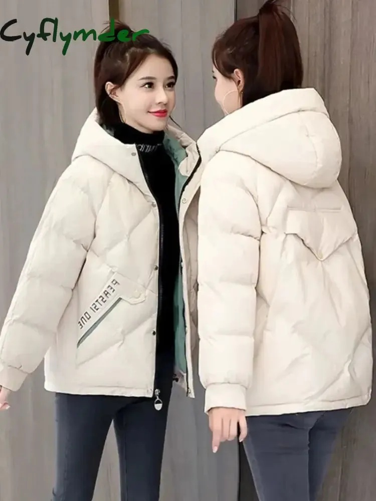 Cyflymder New Autumn Winter Jacket Women Parkas Hooded Thick Down Cotton Padded Female Jacket Short Winter Coat Women Outwear