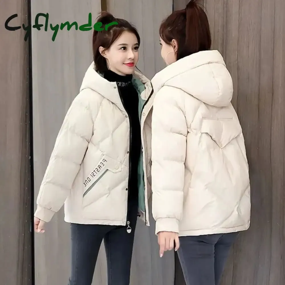 Cyflymder New Autumn Winter Jacket Women Parkas Hooded Thick Down Cotton Padded Female Jacket Short Winter Coat Women Outwear