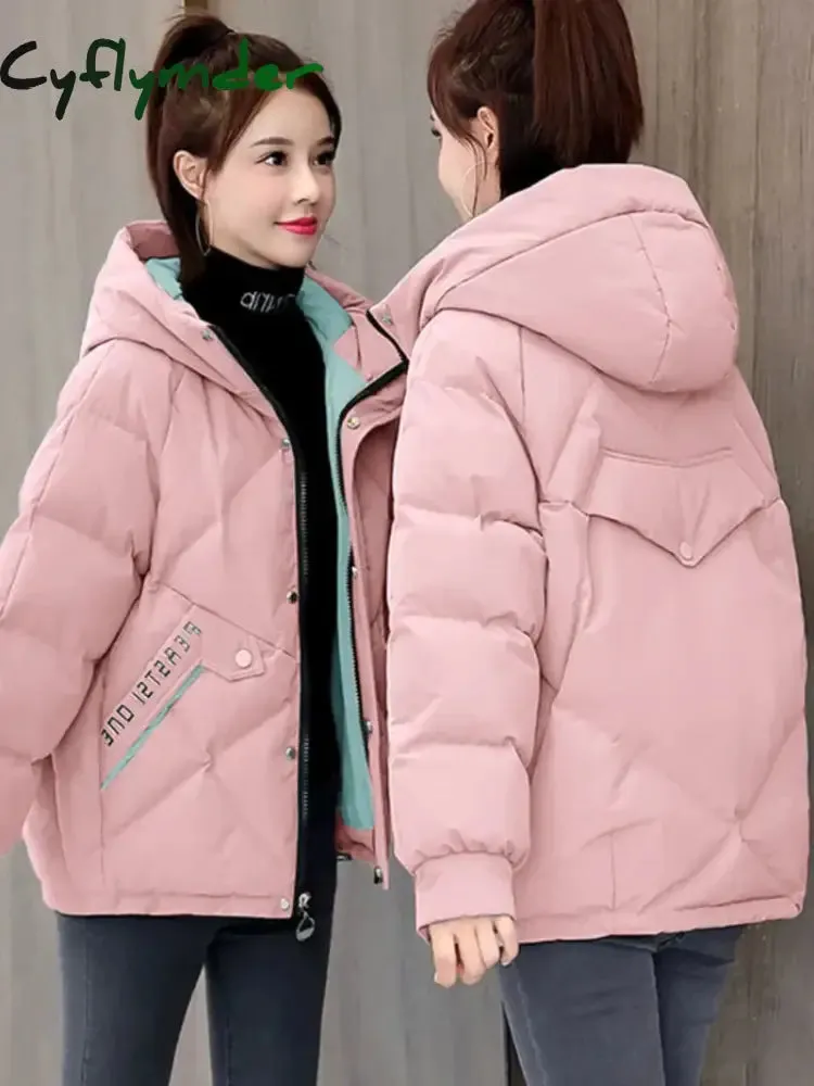 Cyflymder New Autumn Winter Jacket Women Parkas Hooded Thick Down Cotton Padded Female Jacket Short Winter Coat Women Outwear