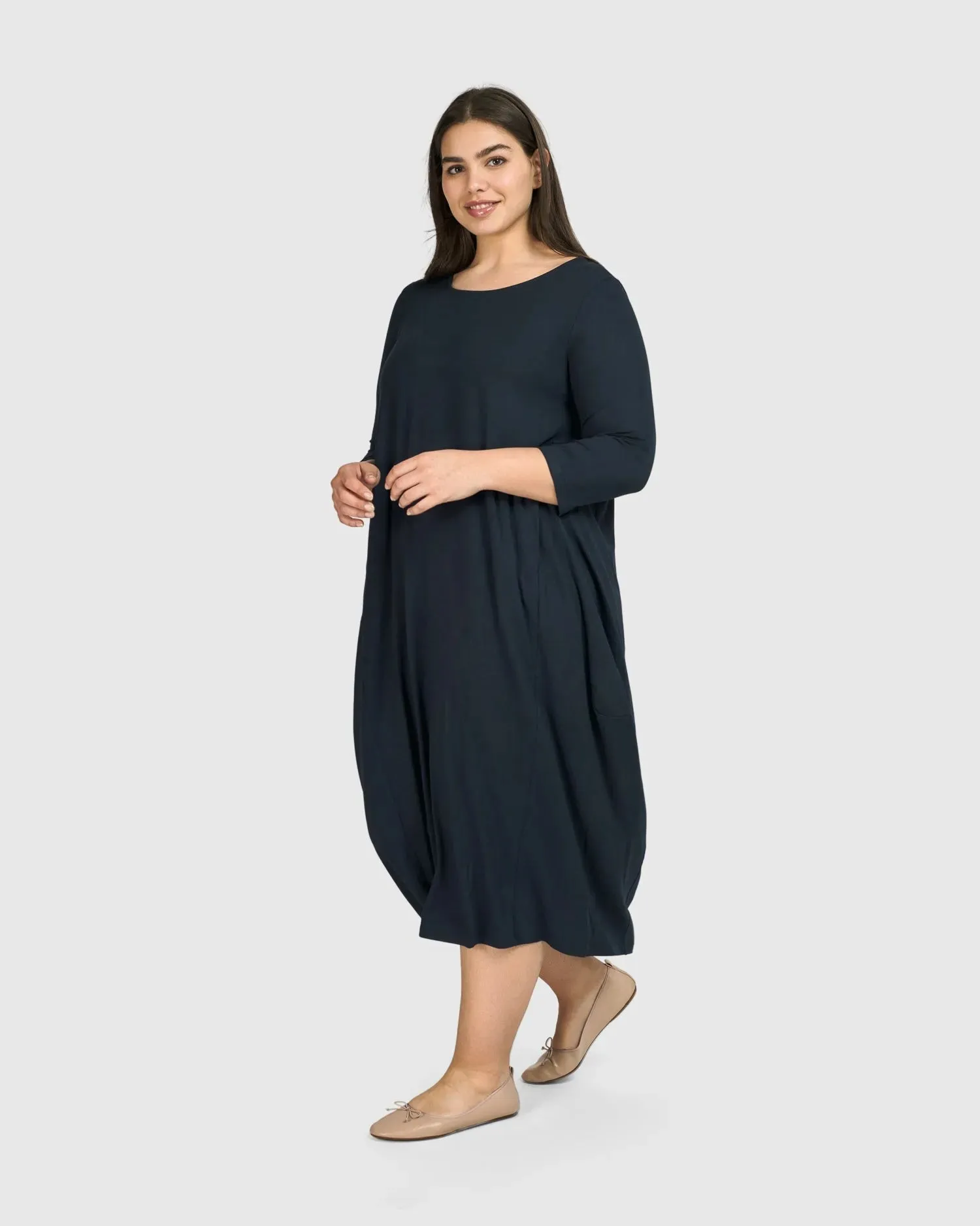 Essential Relaxed Midi Dress, Ocean