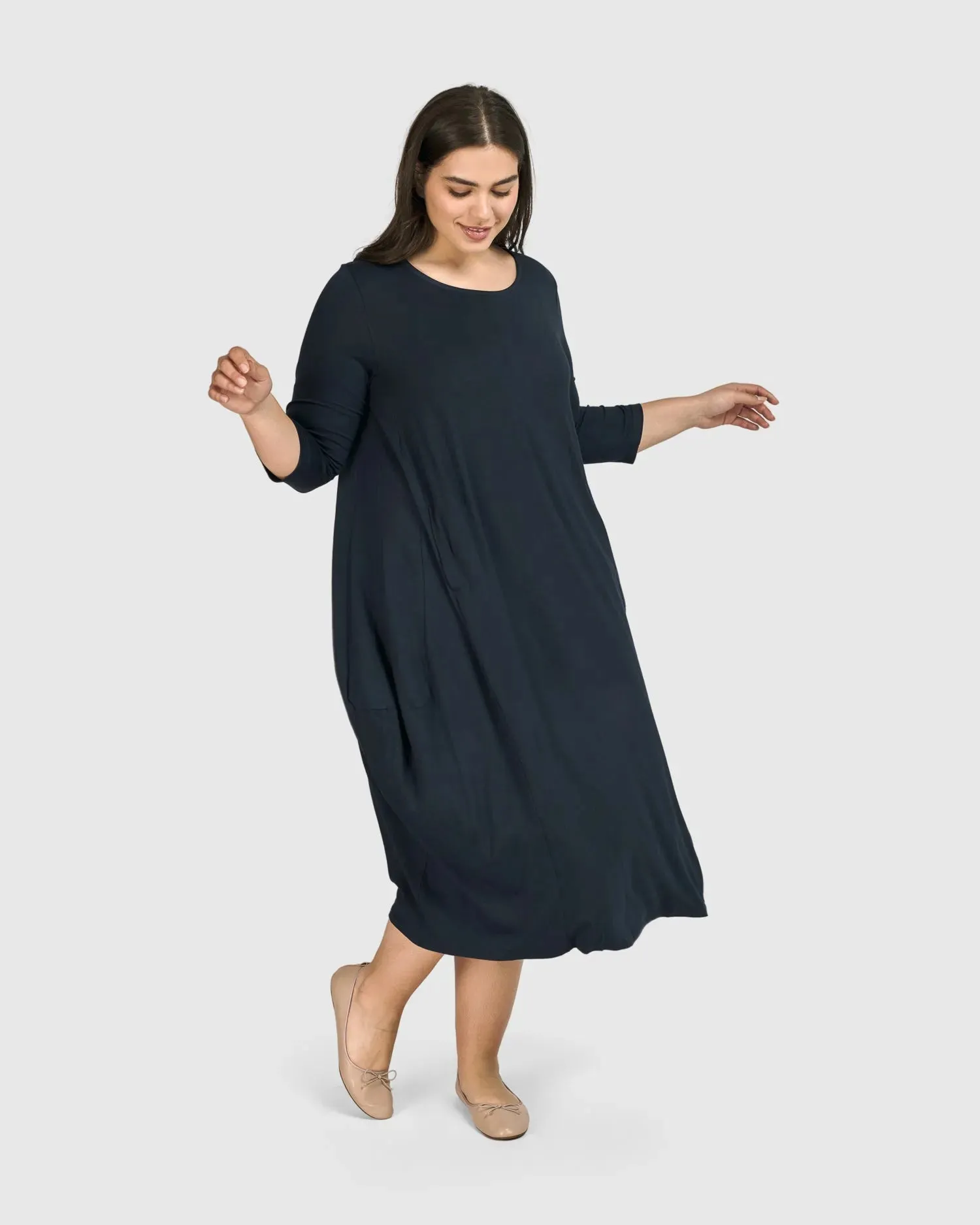 Essential Relaxed Midi Dress, Ocean