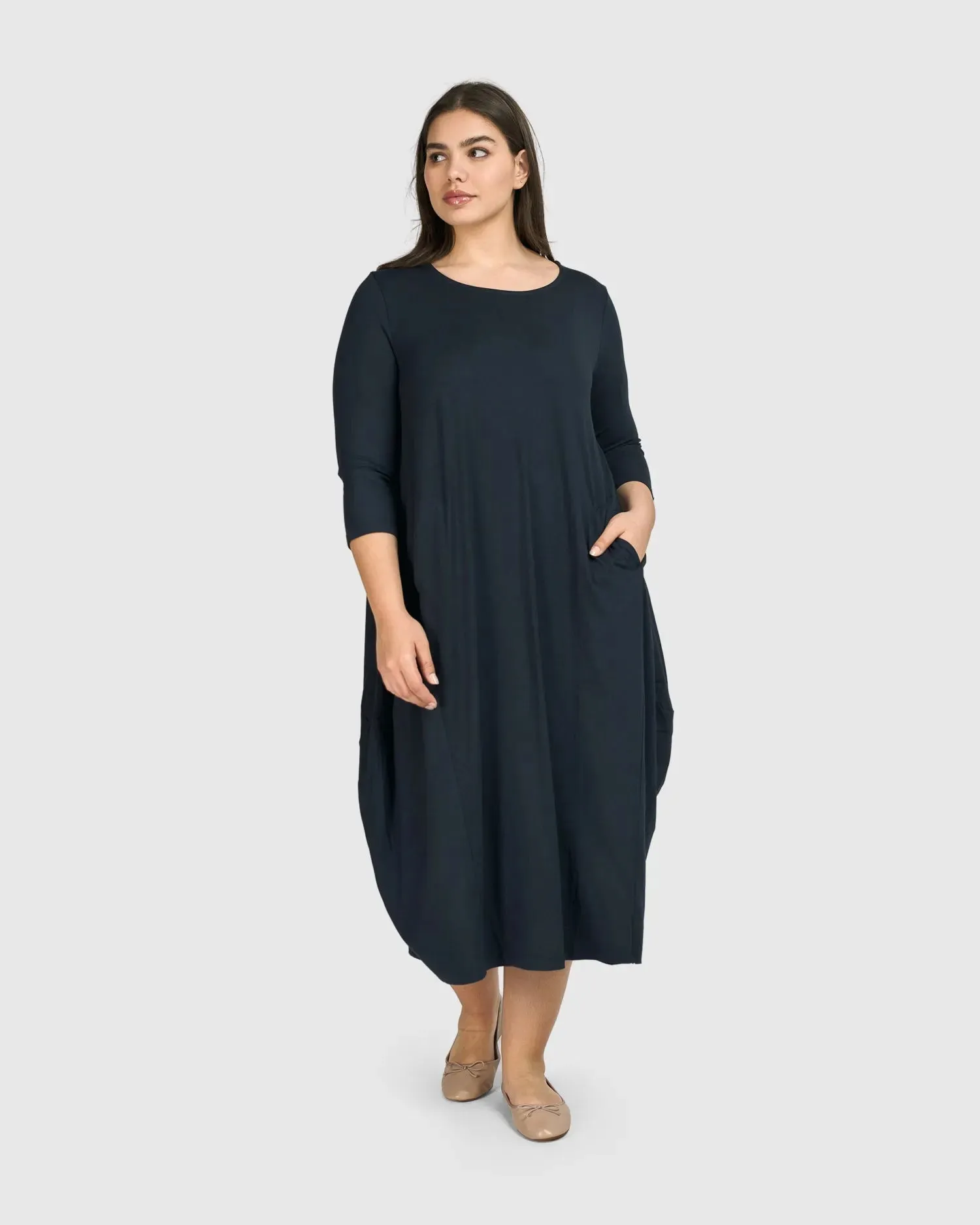 Essential Relaxed Midi Dress, Ocean