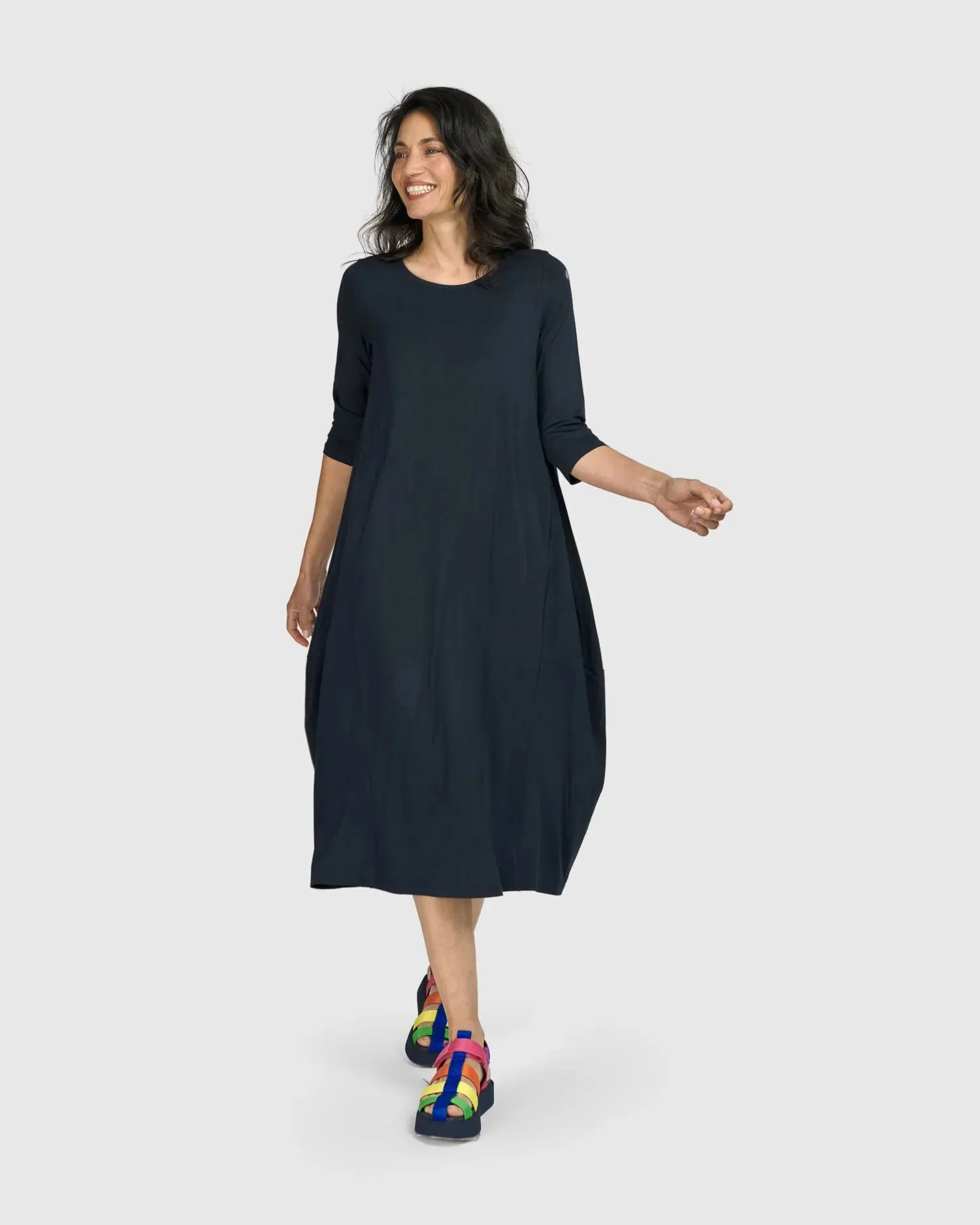 Essential Relaxed Midi Dress, Ocean