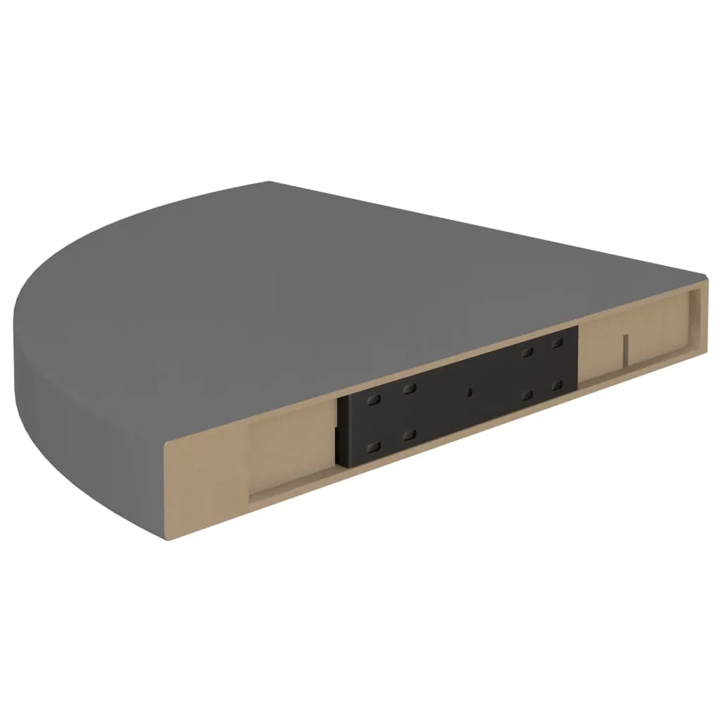 Floating Corner Shelf High Gloss Grey 35x35x3.8 cm MDF