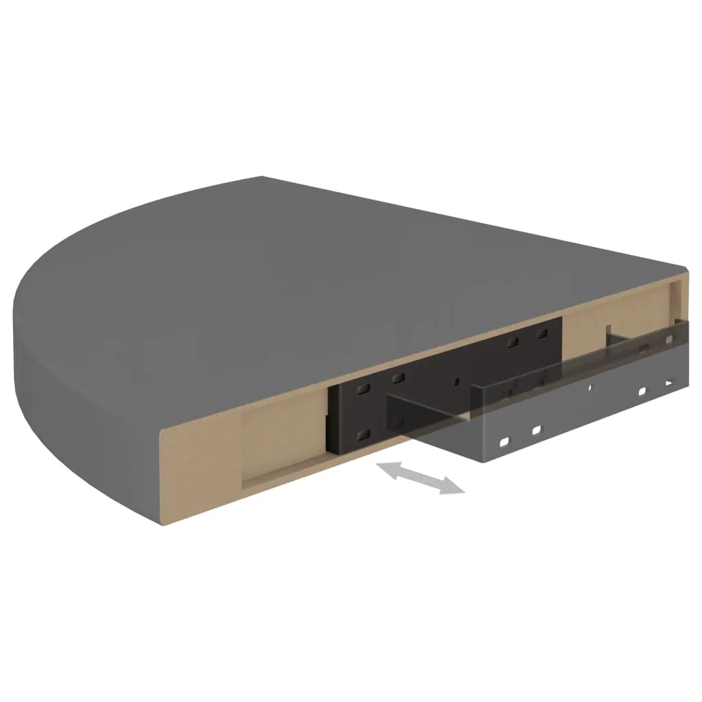 Floating Corner Shelf High Gloss Grey 35x35x3.8 cm MDF