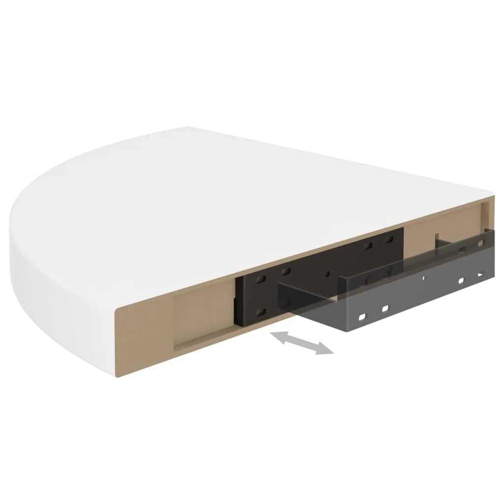 Floating Corner Shelves 2 pcs High Gloss White 35x35x3.8 cm MDF