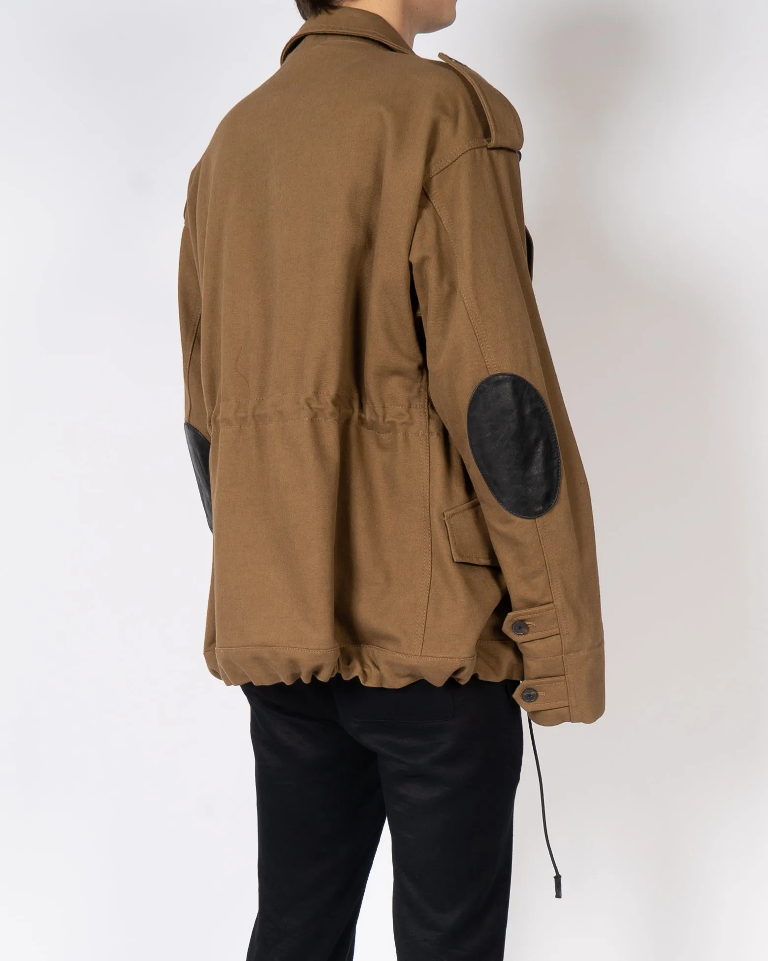 FW17 Brown Safari Jacket with Black Leather Patches 1 of 1 Sample
