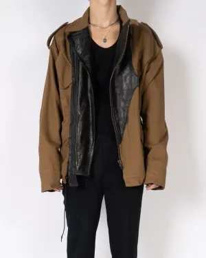 FW17 Brown Safari Jacket with Black Leather Patches 1 of 1 Sample