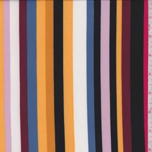Gold/Wine/Black Stripe Double Brushed Jersey Knit Fabric