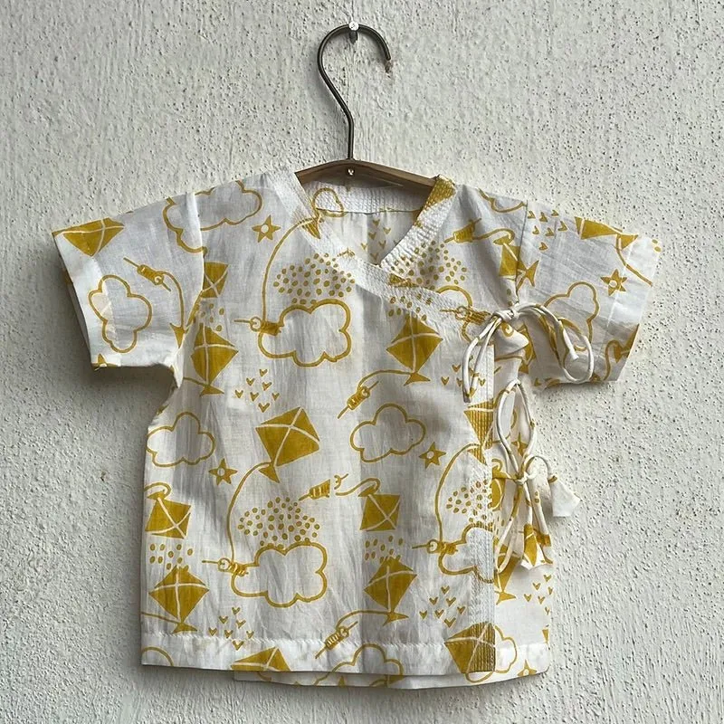 Kids Unisex Organic Cotton Newborn Bag - Patang and Koi Red Angrakha
