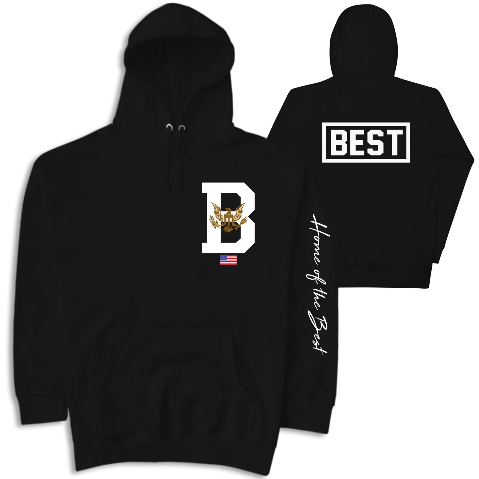 Letterman B HOME OF THE BEST Black Hoodie