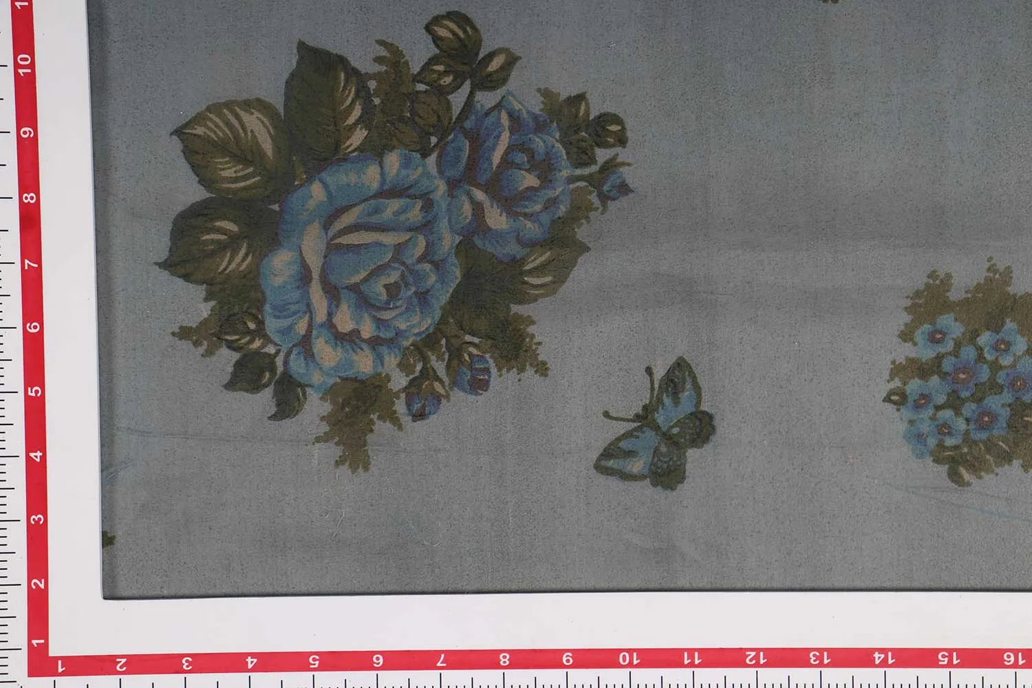 Light Blue Printed Organza Fabric