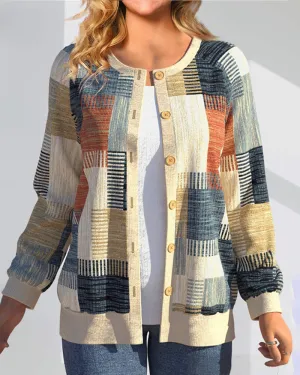 Long sleeve cardigan with geometric print