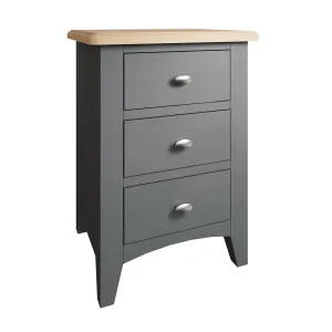 Malmesbury Grey Bedside Table with 3 Drawers 42 x 35 x 58 cm