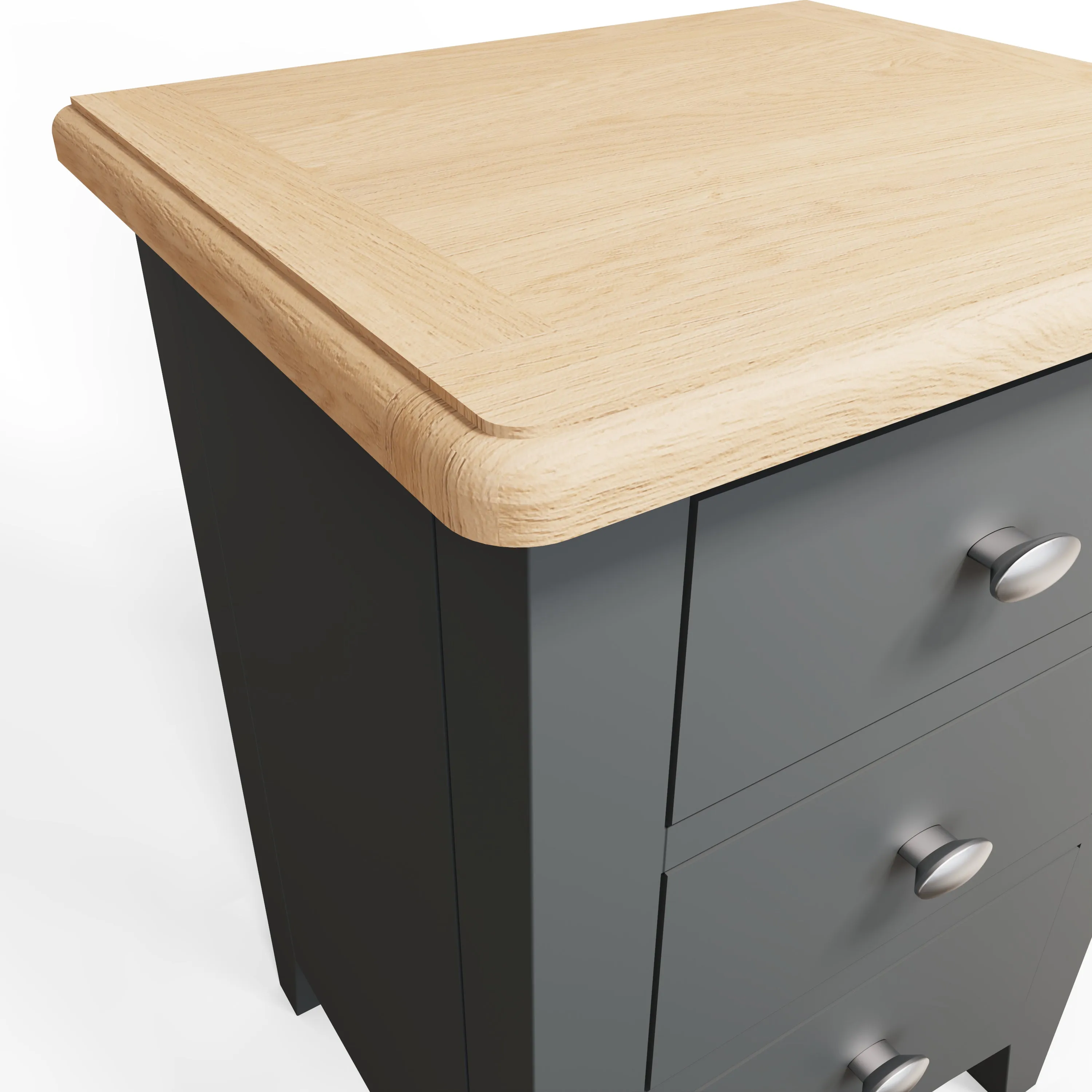Malmesbury Grey Bedside Table with 3 Drawers 42 x 35 x 58 cm