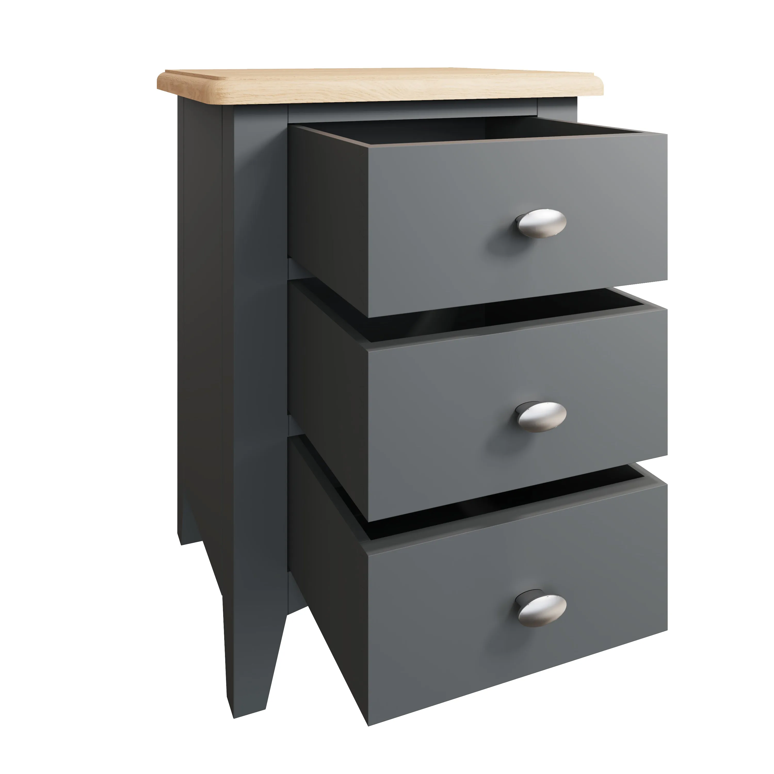 Malmesbury Grey Bedside Table with 3 Drawers 42 x 35 x 58 cm