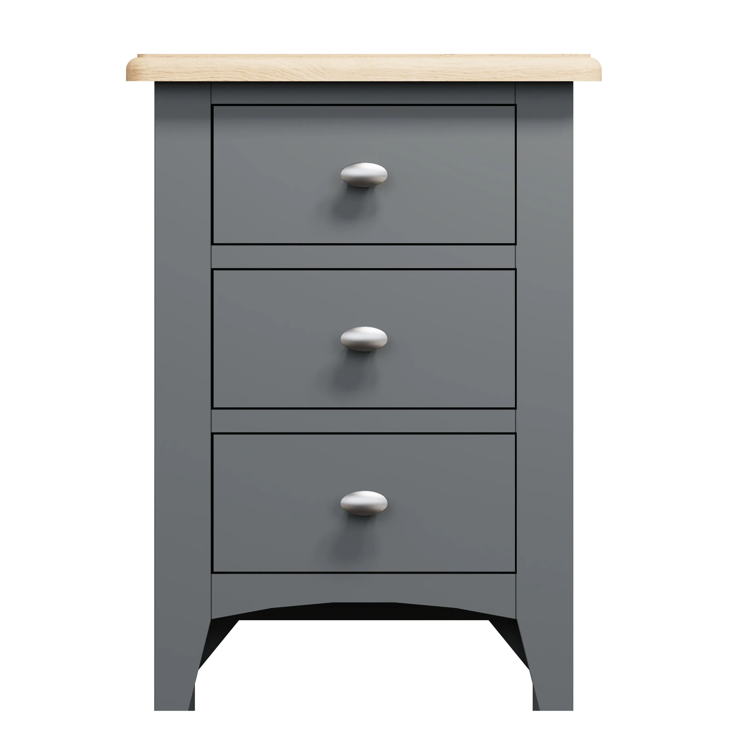 Malmesbury Grey Bedside Table with 3 Drawers 42 x 35 x 58 cm