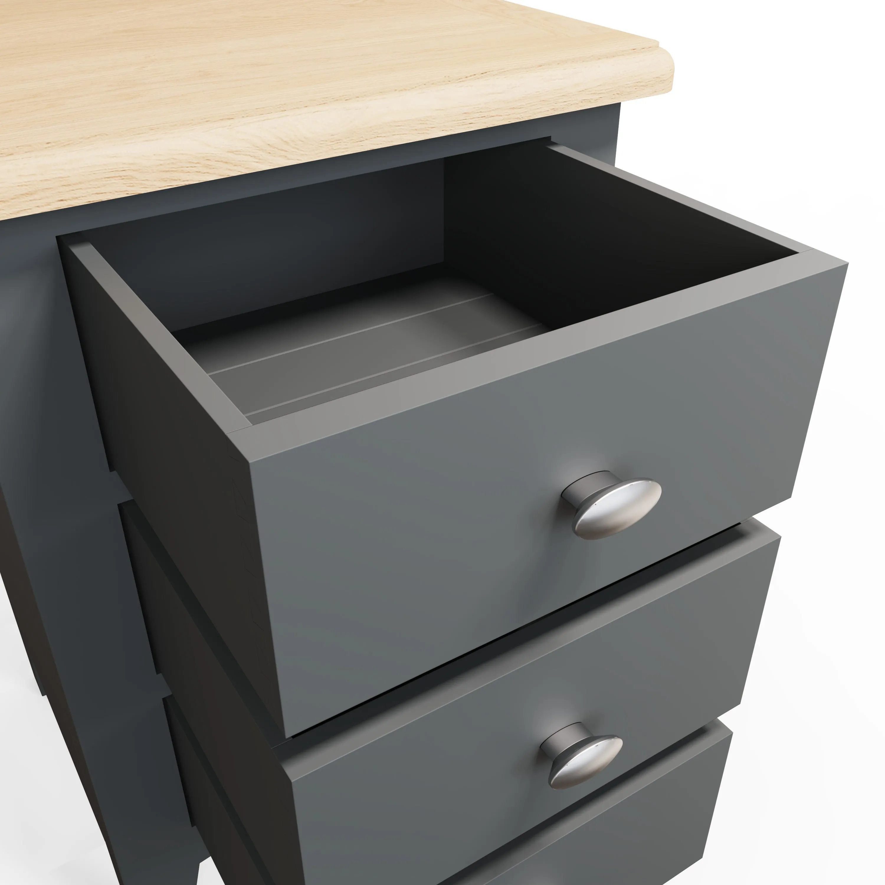 Malmesbury Grey Bedside Table with 3 Drawers 42 x 35 x 58 cm