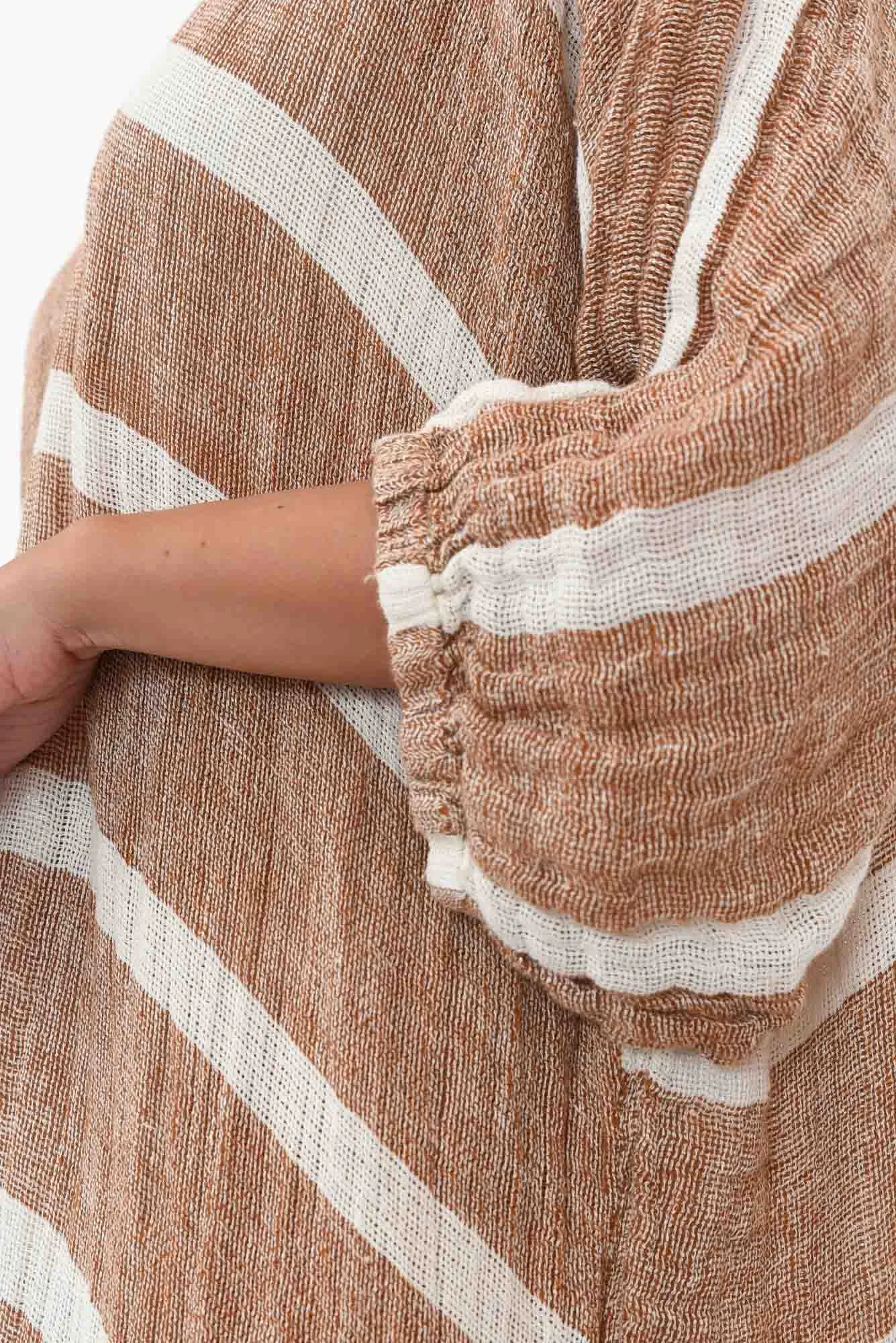 Marcel Rust Stripe Linen Dress