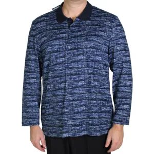 Men's Adaptive Long Sleeve Polo - Navy/White Mix