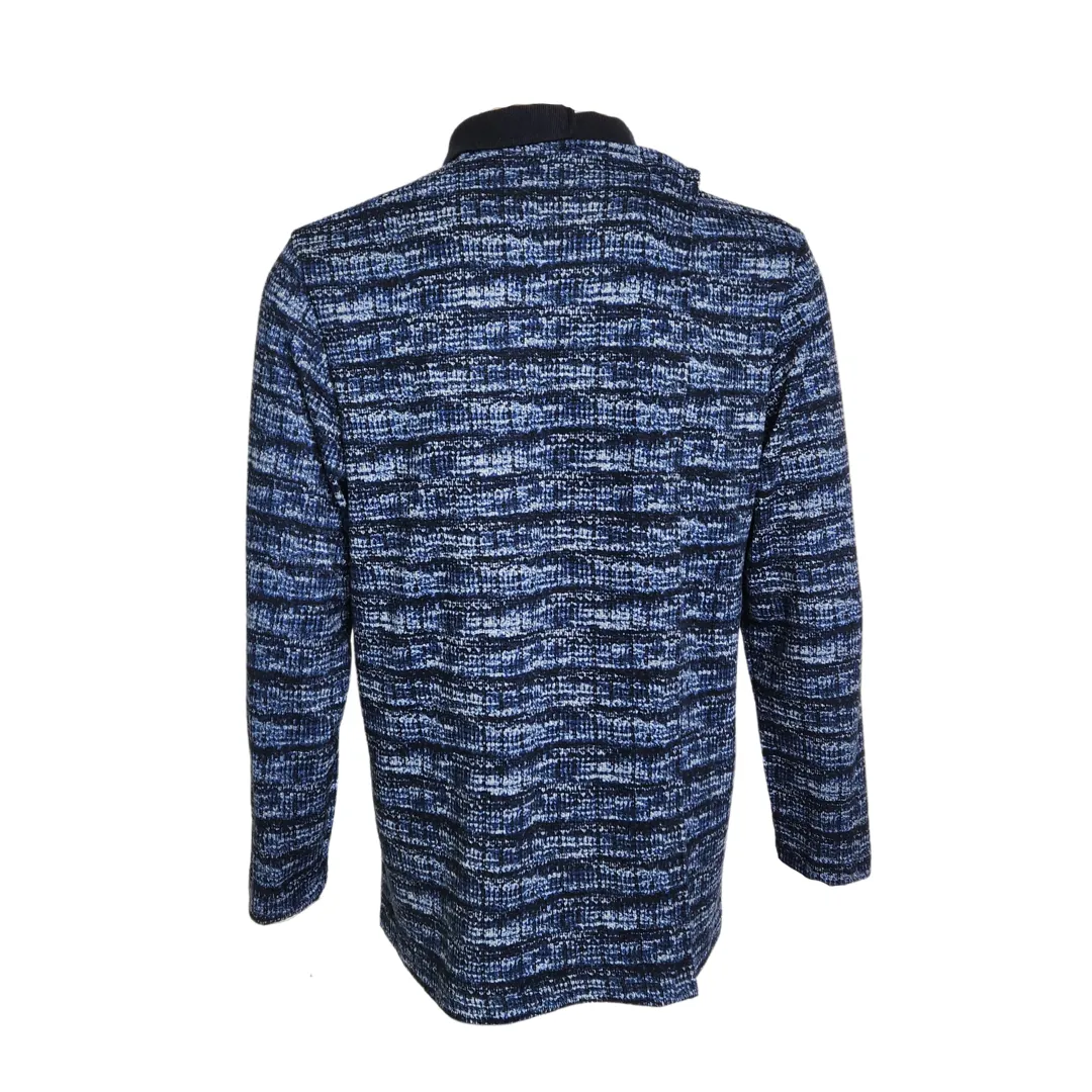 Men's Adaptive Long Sleeve Polo - Navy/White Mix