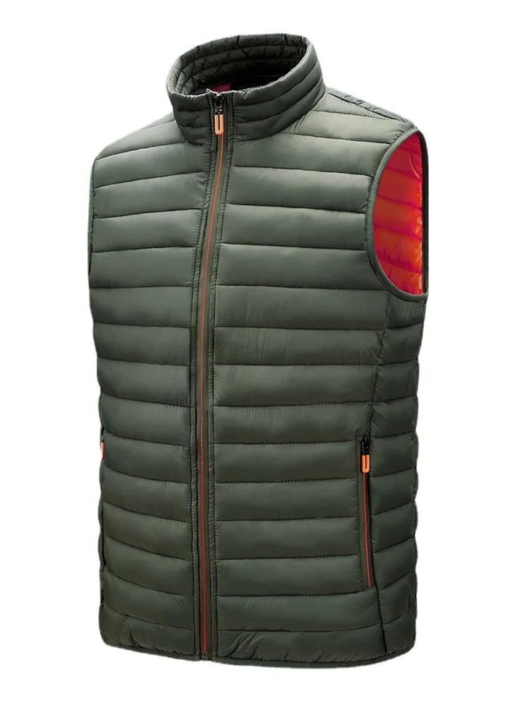 Men's Quilted Sleeveless Zip-Up Vest with Welt Pocket