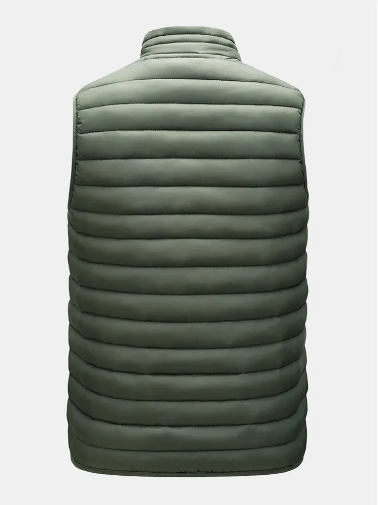 Men's Quilted Sleeveless Zip-Up Vest with Welt Pocket
