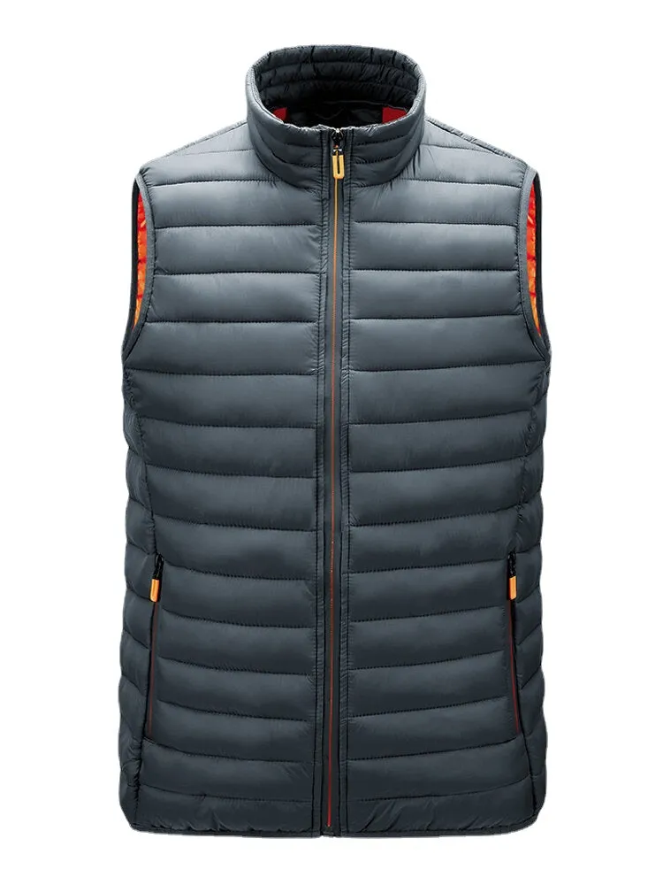 Men's Quilted Sleeveless Zip-Up Vest with Welt Pocket