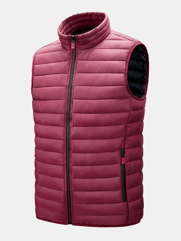 Men's Quilted Sleeveless Zip-Up Vest with Welt Pocket